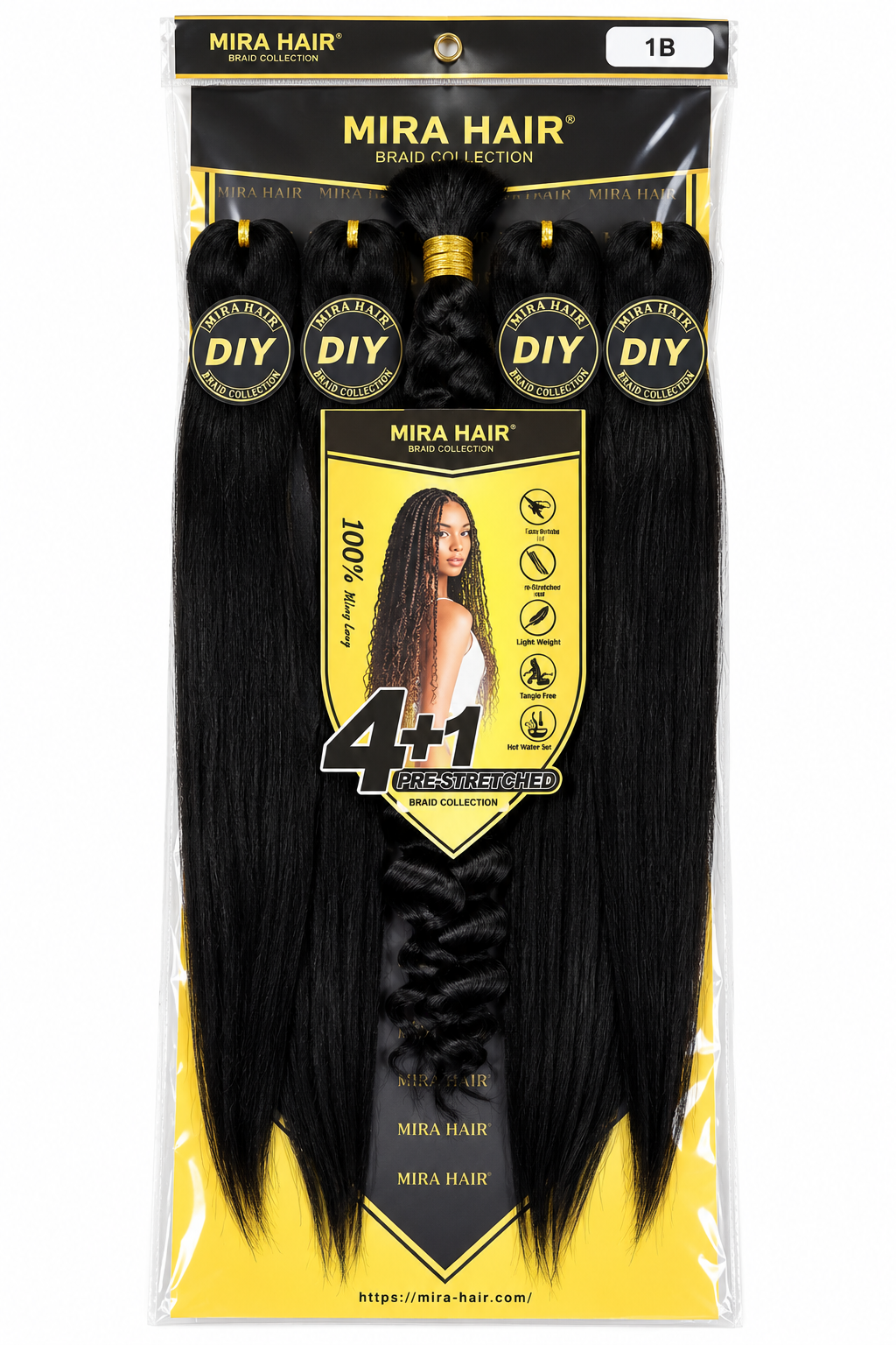 Mèches à Tresser Mira Hair 4+1 Pre-Stretched – Extensions pour Knotless Braids et Box Braids