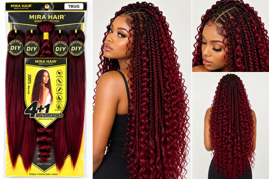 Mèches à Tresser Mira Hair 4+1 Pre-Stretched – Extensions pour Knotless Braids et Box Braids
