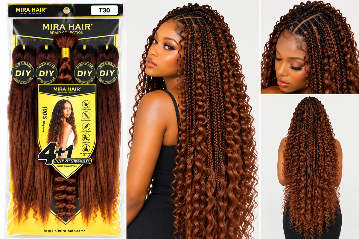 Mèches à Tresser Mira Hair 4+1 Pre-Stretched – Extensions pour Knotless Braids et Box Braids