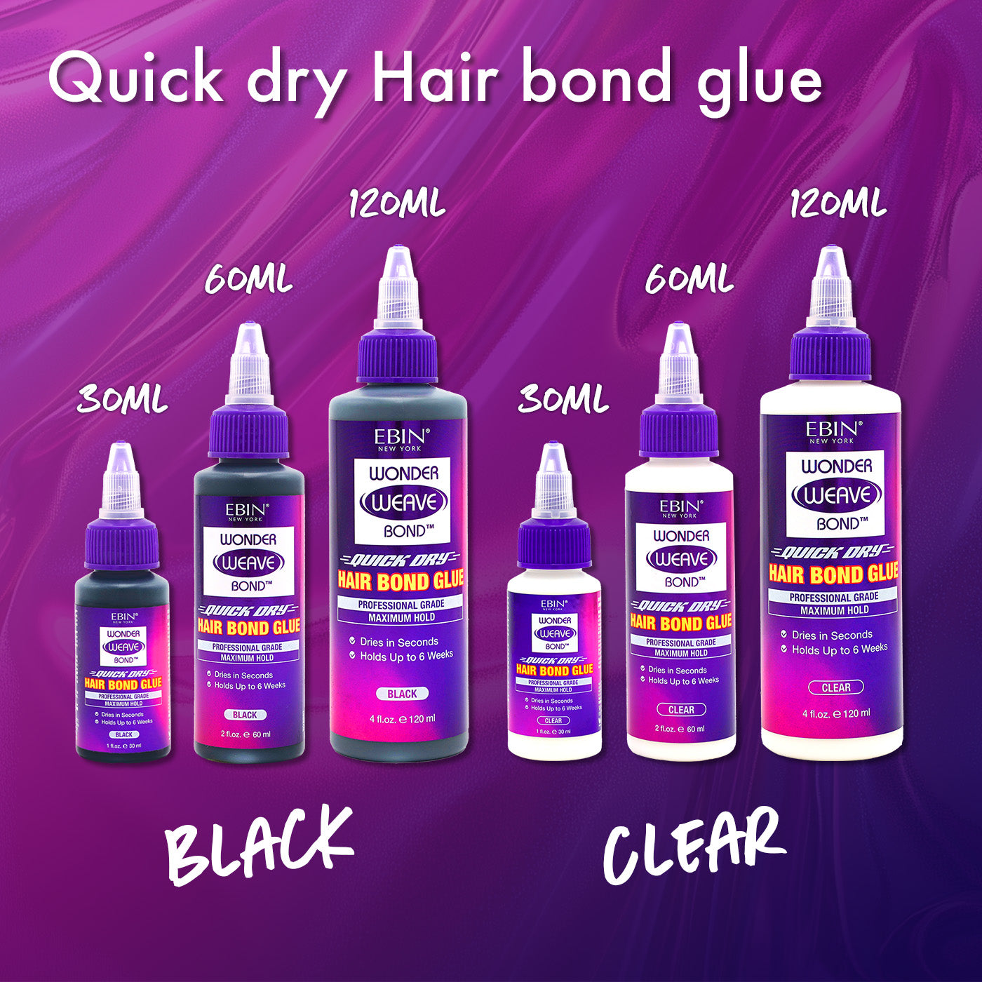 Ebin - Colle à cheveux Wonder Weave Bond (noire)