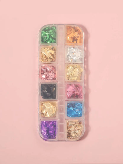 Décoration à Nail Art en feuille de couleur mélangée 1 boîte