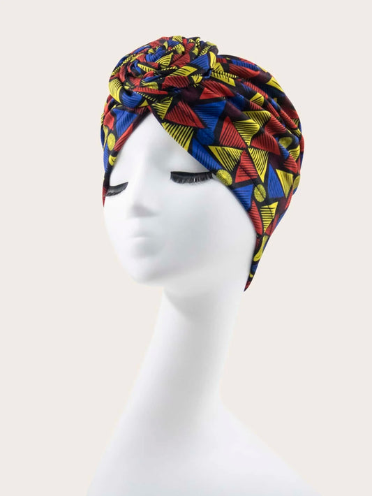 Turban à imprimé géométrique