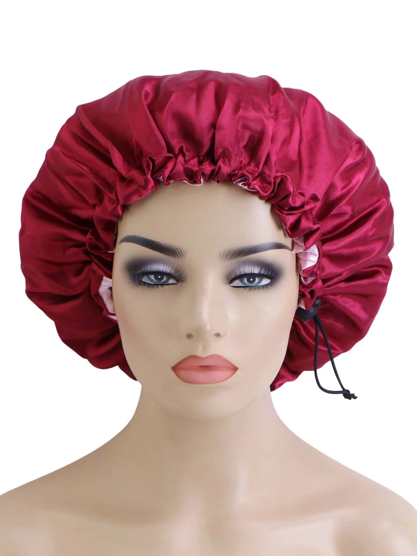 Bonnet de cheveux à ruché unicolore en satin