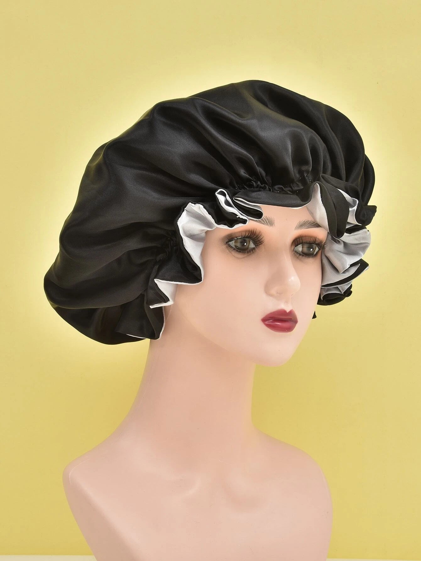 Bonnet de cheveux à ruché unicolore en satin