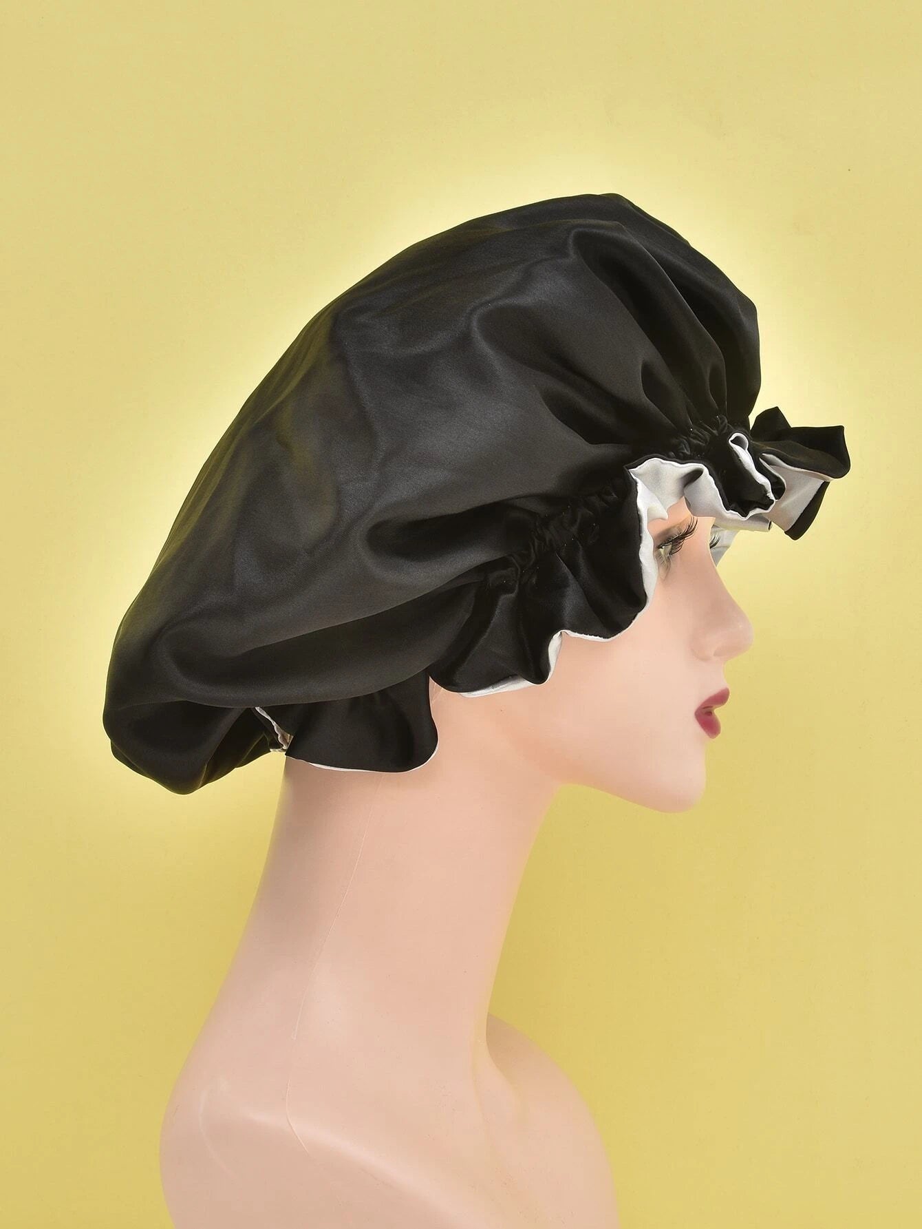 Bonnet de cheveux à ruché unicolore en satin