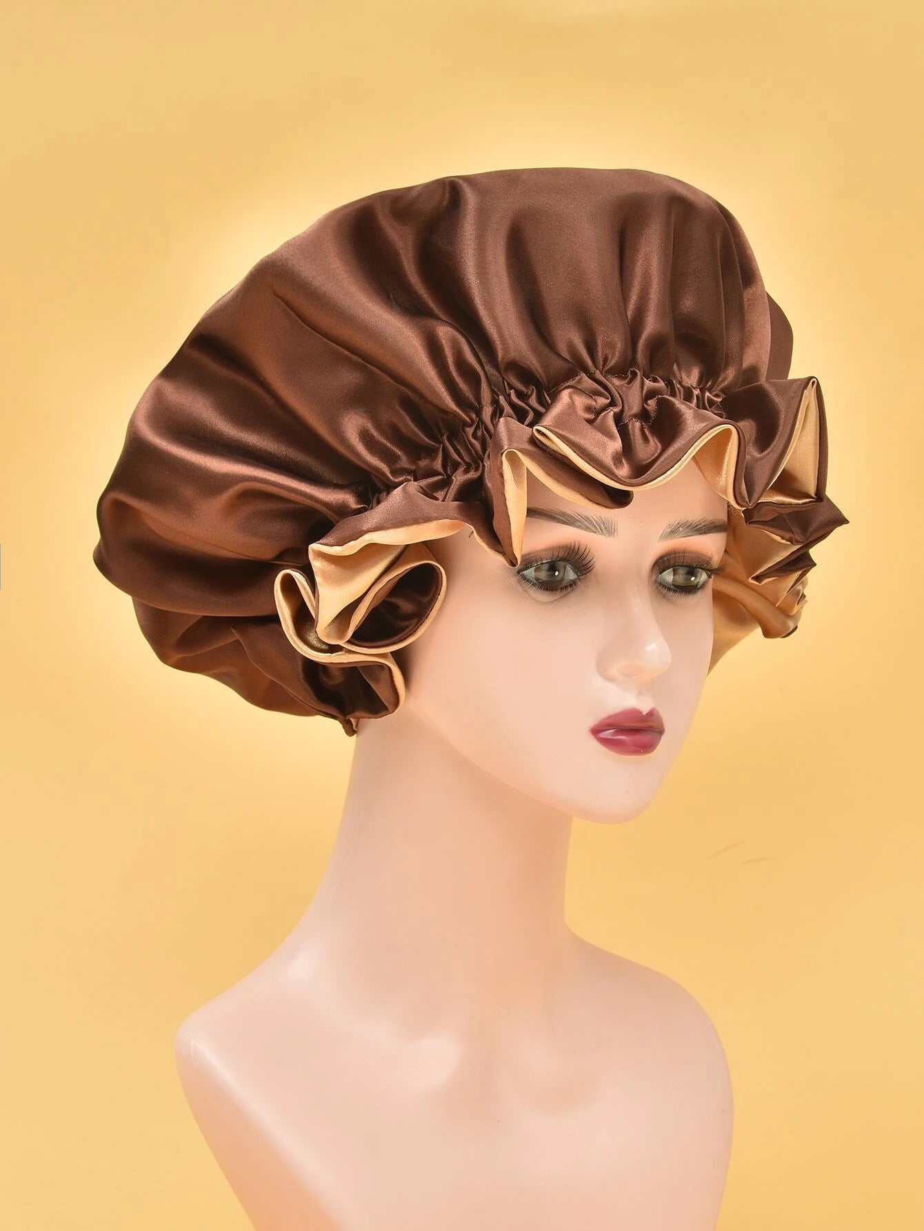 Bonnet de cheveux à ruché unicolore en satin