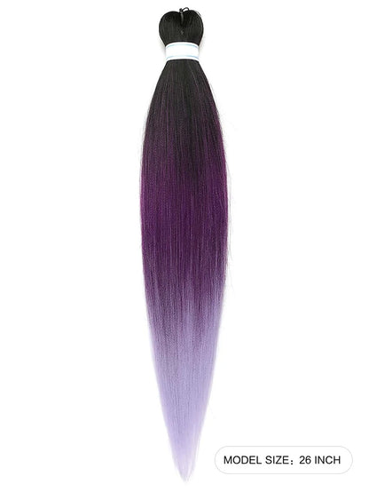 Tresse de cheveux synthétiques longue et droite ombrée