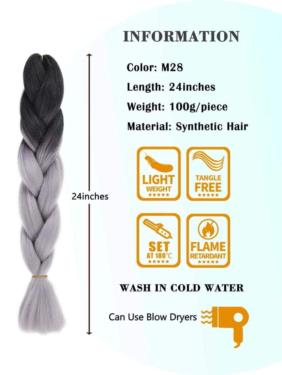 Extensions tresse de cheveux synthétiques dégradé long