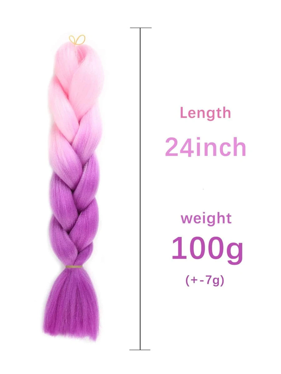 Extensions tresse de cheveux synthétiques dégradé long
