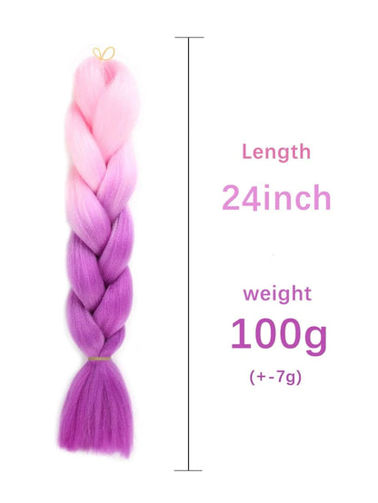 Extensions tresse de cheveux synthétiques dégradé long
