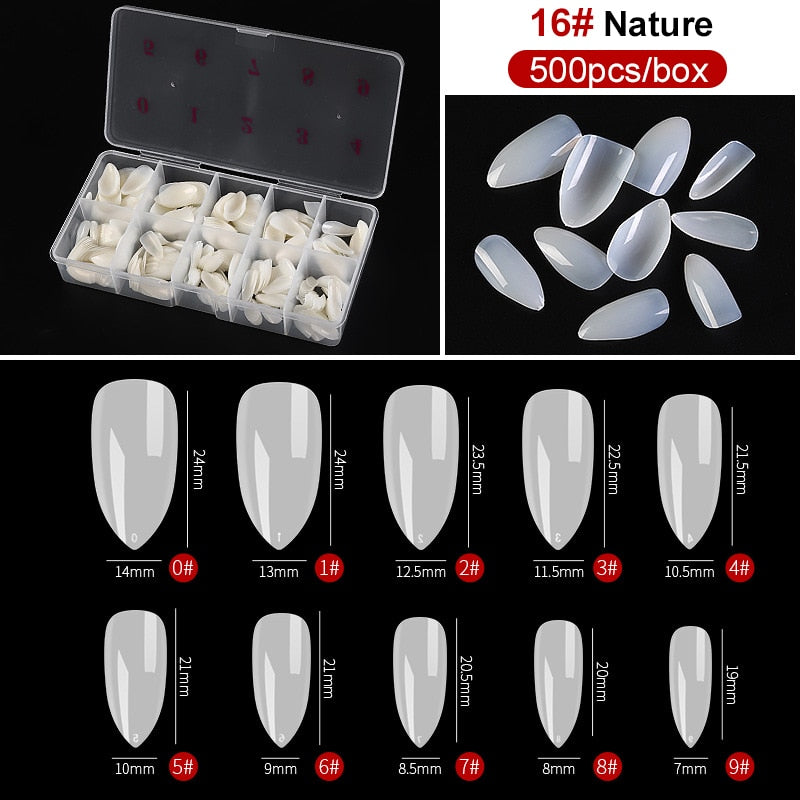 capsule pour ongles Faux ongles en forme de cercueil Transparent, 500 pièces/boîte, Capsules en acrylique artificiel, couverture complète, réutilisables, pointes pressées