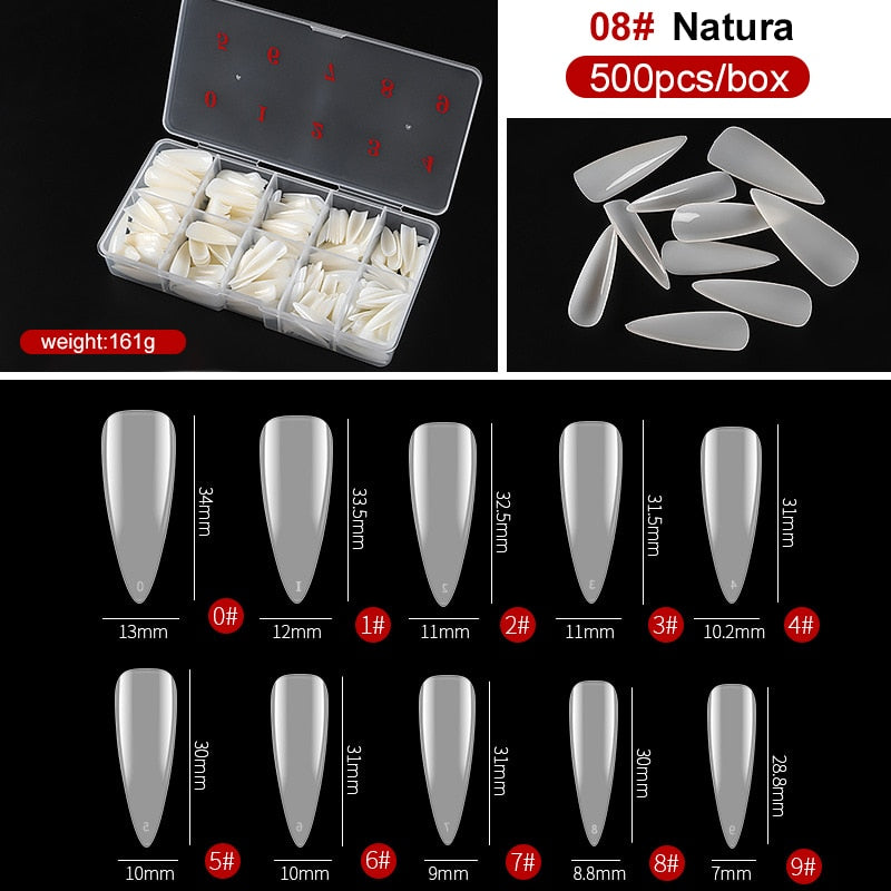 capsule pour ongles Faux ongles en forme de cercueil Transparent, 500 pièces/boîte, Capsules en acrylique artificiel, couverture complète, réutilisables, pointes pressées