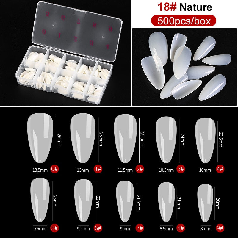 capsule pour ongles Faux ongles en forme de cercueil Transparent, 500 pièces/boîte, Capsules en acrylique artificiel, couverture complète, réutilisables, pointes pressées