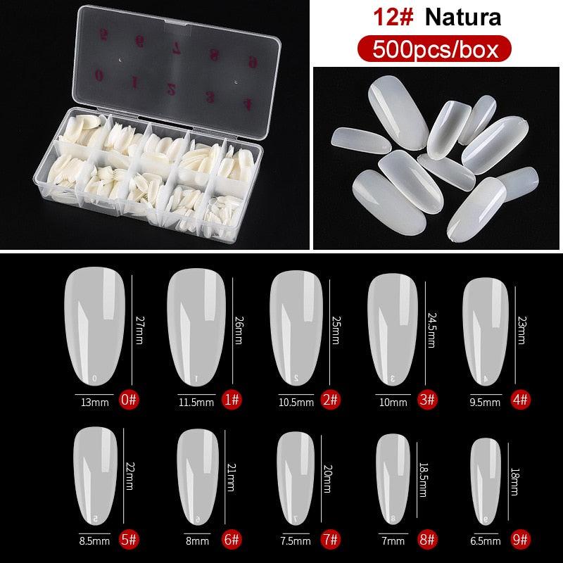 capsule pour ongles Faux ongles en forme de cercueil Transparent, 500 pièces/boîte, Capsules en acrylique artificiel, couverture complète, réutilisables, pointes pressées