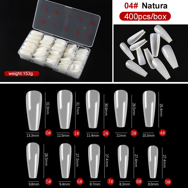 capsule pour ongles Faux ongles en forme de cercueil Transparent, 500 pièces/boîte, Capsules en acrylique artificiel, couverture complète, réutilisables, pointes pressées